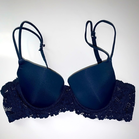No Boundaries Other - Great Condition 36A Navy Blue Bra Lace and Satin Double Strap